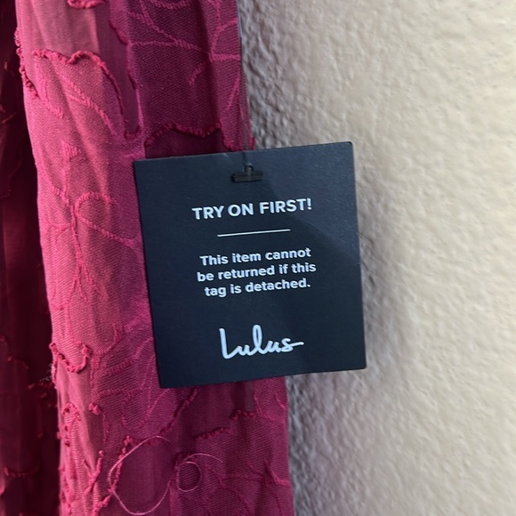 Lulus Everlasting Charm Burgundy Maroon Red Floral Jacquard Midi Dress Small - Picture 6 of 8